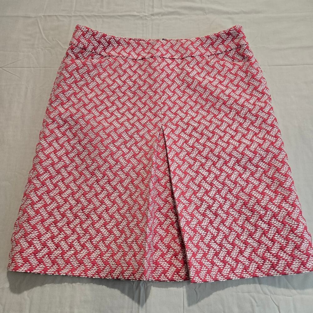 Talbots Kick Pleated A-line Wool Blend Skirt Size 10 Coral/Cream Career Preppy
